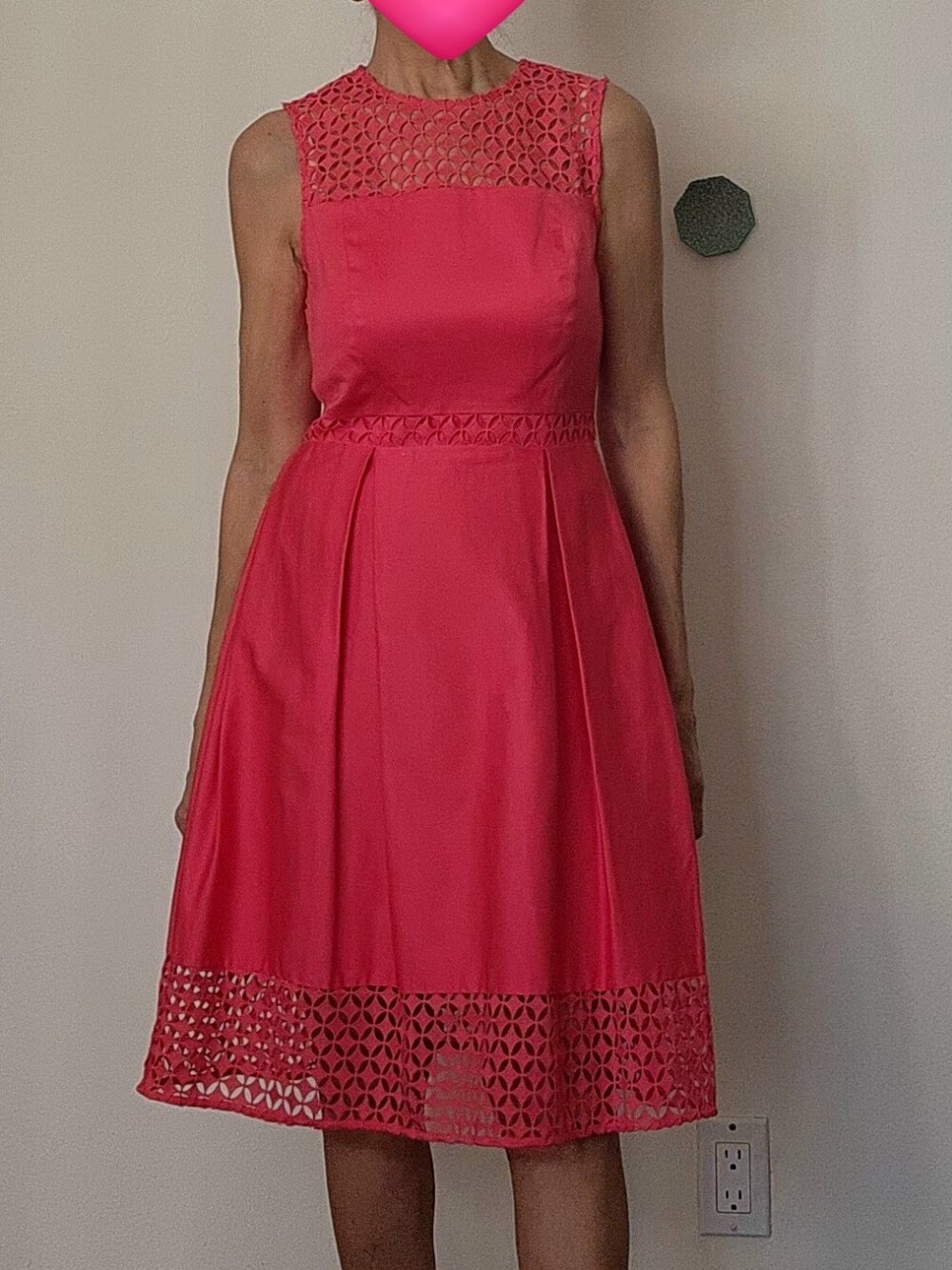 Calvin Klein Sleeveless Pink A-Line Dress with Laser-Cut Hem